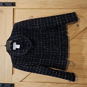 Jessica Howard | Black & Pink Crop Peplum Blazer | Size 6